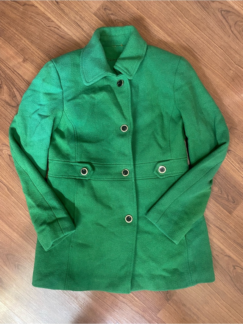 Calvin Klein Emerald Green Wool-Blend Peacoat